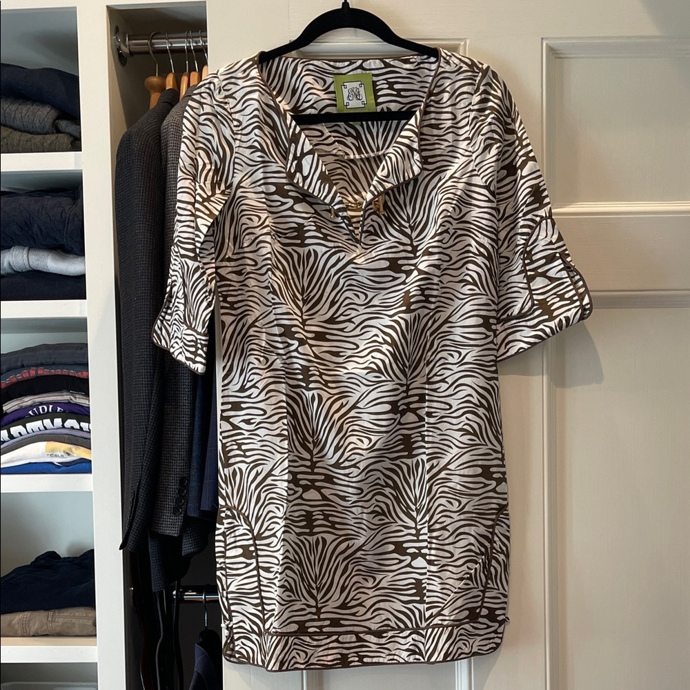 Elizabeth McKay Men's Zebra-Print Polo Shirt - Brown & White